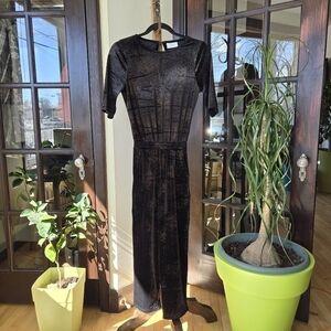 3/$30 Grunt Black Gold Glitter Velvet Disco Jumpsuit size S